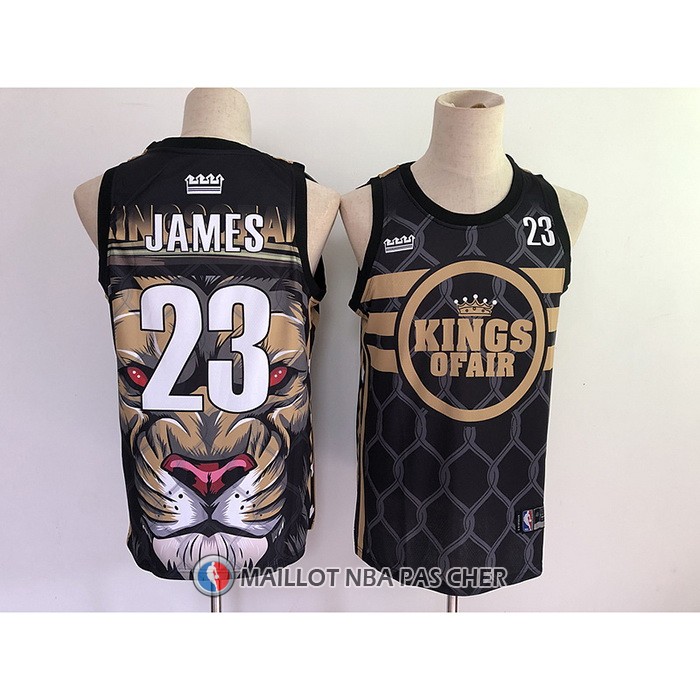 Maillot Los Angeles Lakers LeBron James No 23 Lion Noir